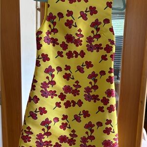 Alice + Olivia Yellow Dress with Pink Floral Design